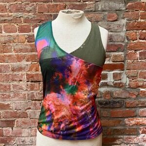 Via-Me Layered Mesh Sequin Tank Top Green y2k Euro Fairycore Festival Large